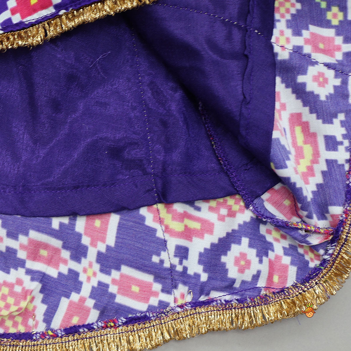 Front Knot Detail Patola Printed Kurti With Salwar And Contrasting Dupatta