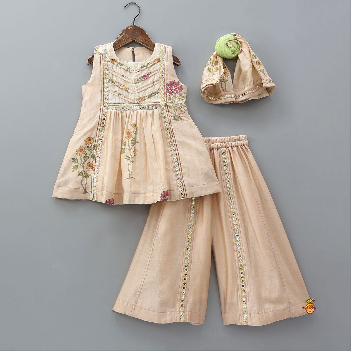 Elegant Pocket Detail Kurti With Palazzo And Dupatta