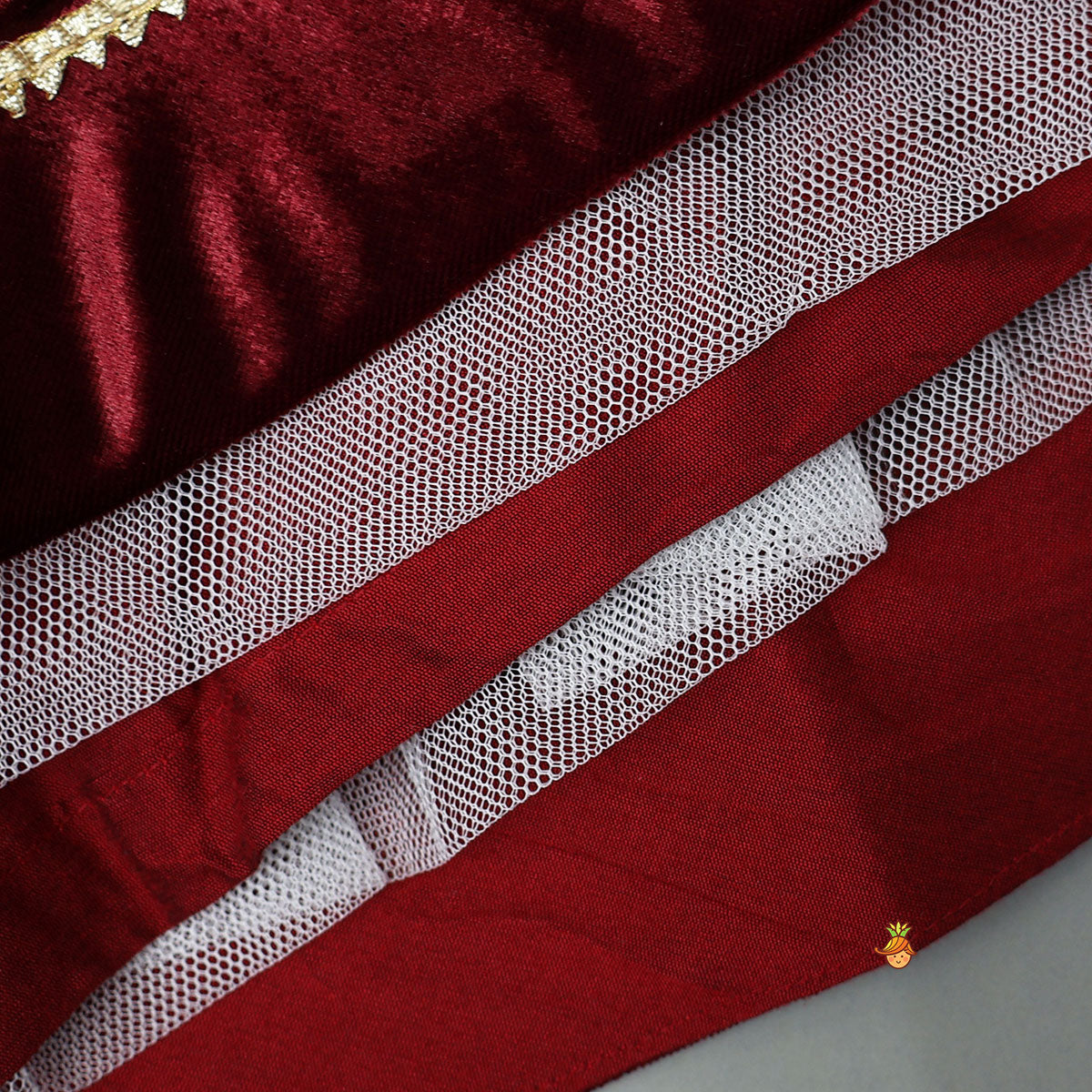 Heavy Embroidered Velvet Top And Gota Lace Work Flared Lehenga