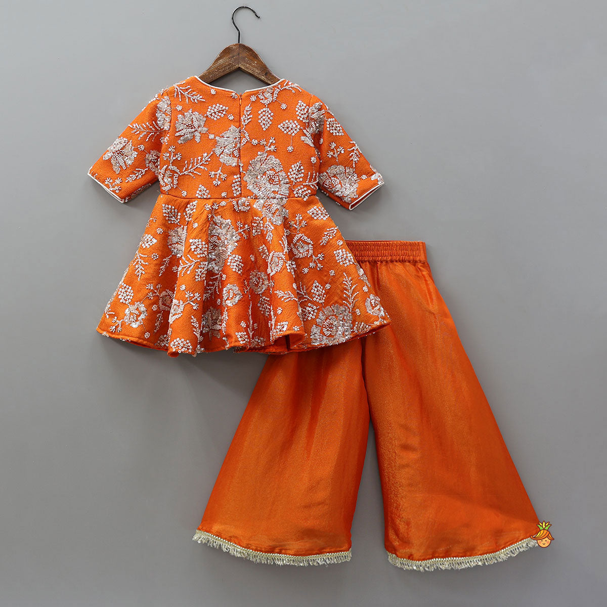 Intricate Beads And Cut Dana Embroidered Kurti With Flared Palazzo