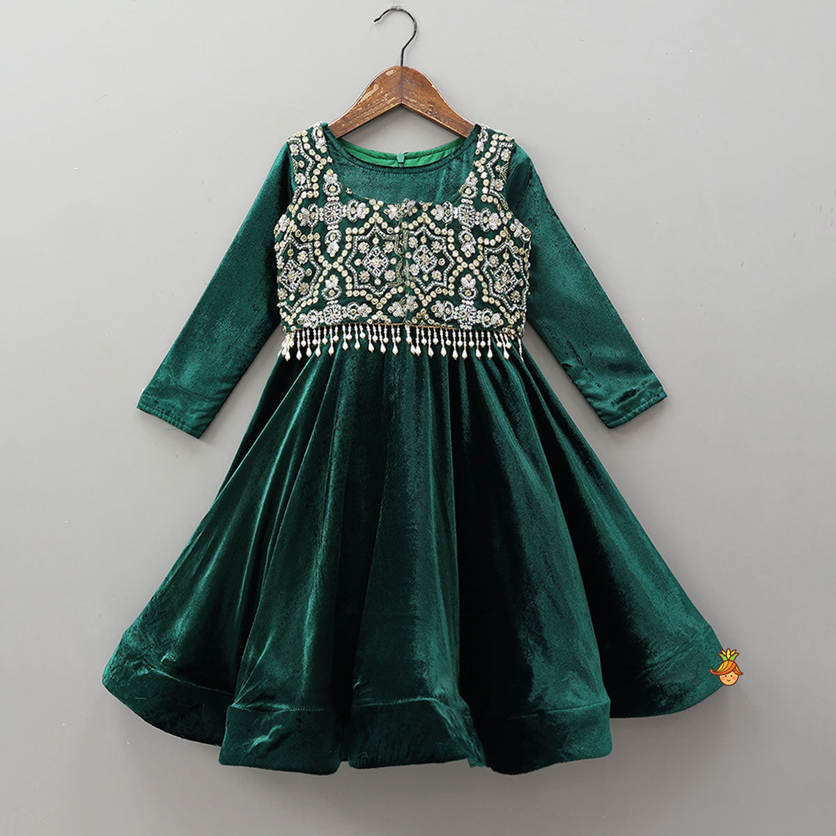 Flared Velvet Anarkali With Gorgeous Embroidered Crop Jacket