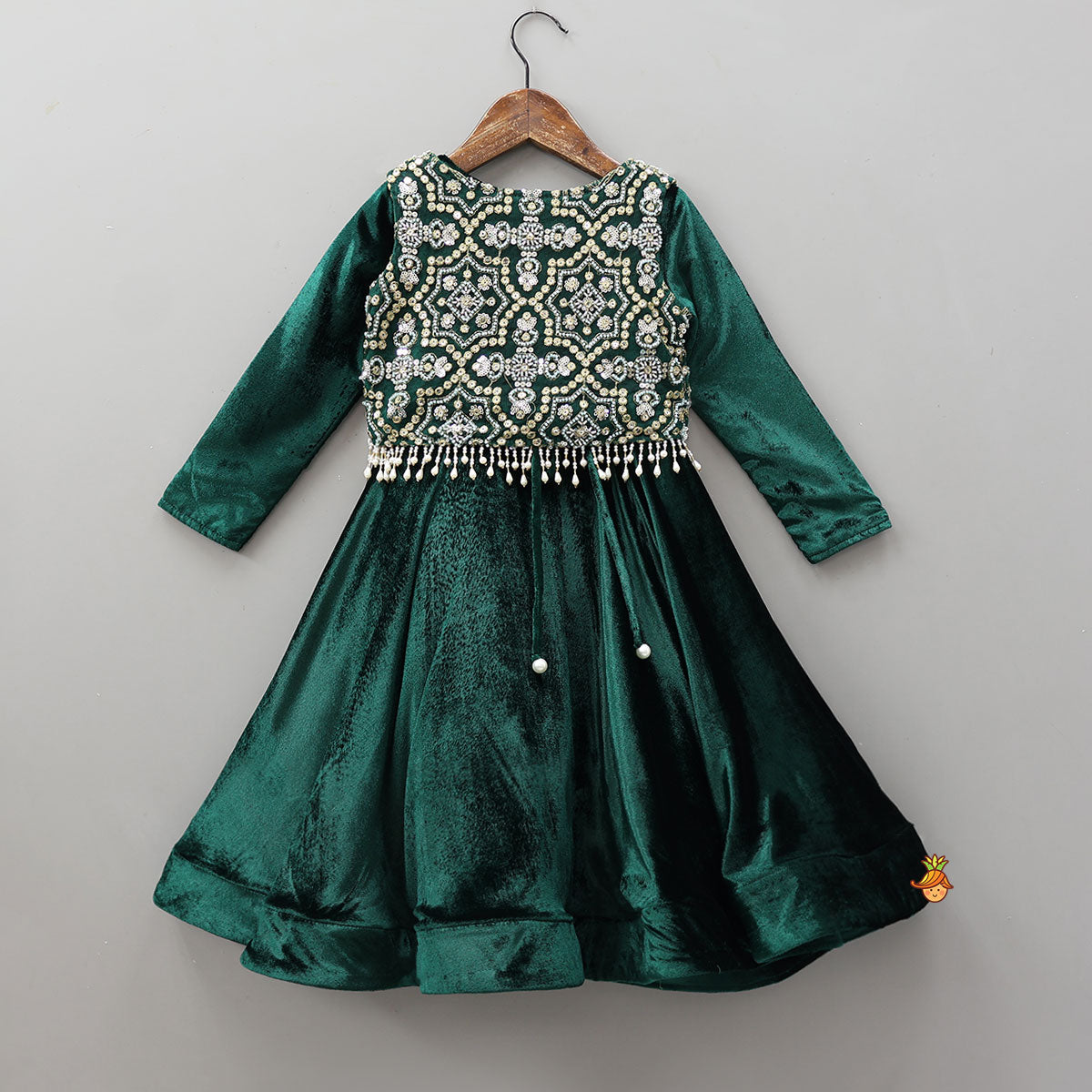 Flared Velvet Anarkali With Gorgeous Embroidered Crop Jacket