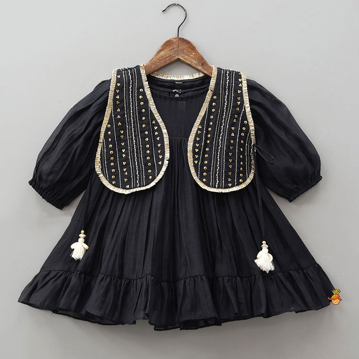 Elegant Black Ruffled Kurti