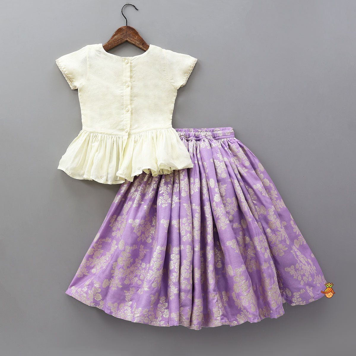 Front-Slit Top And Lehenga With Matching Dupatta