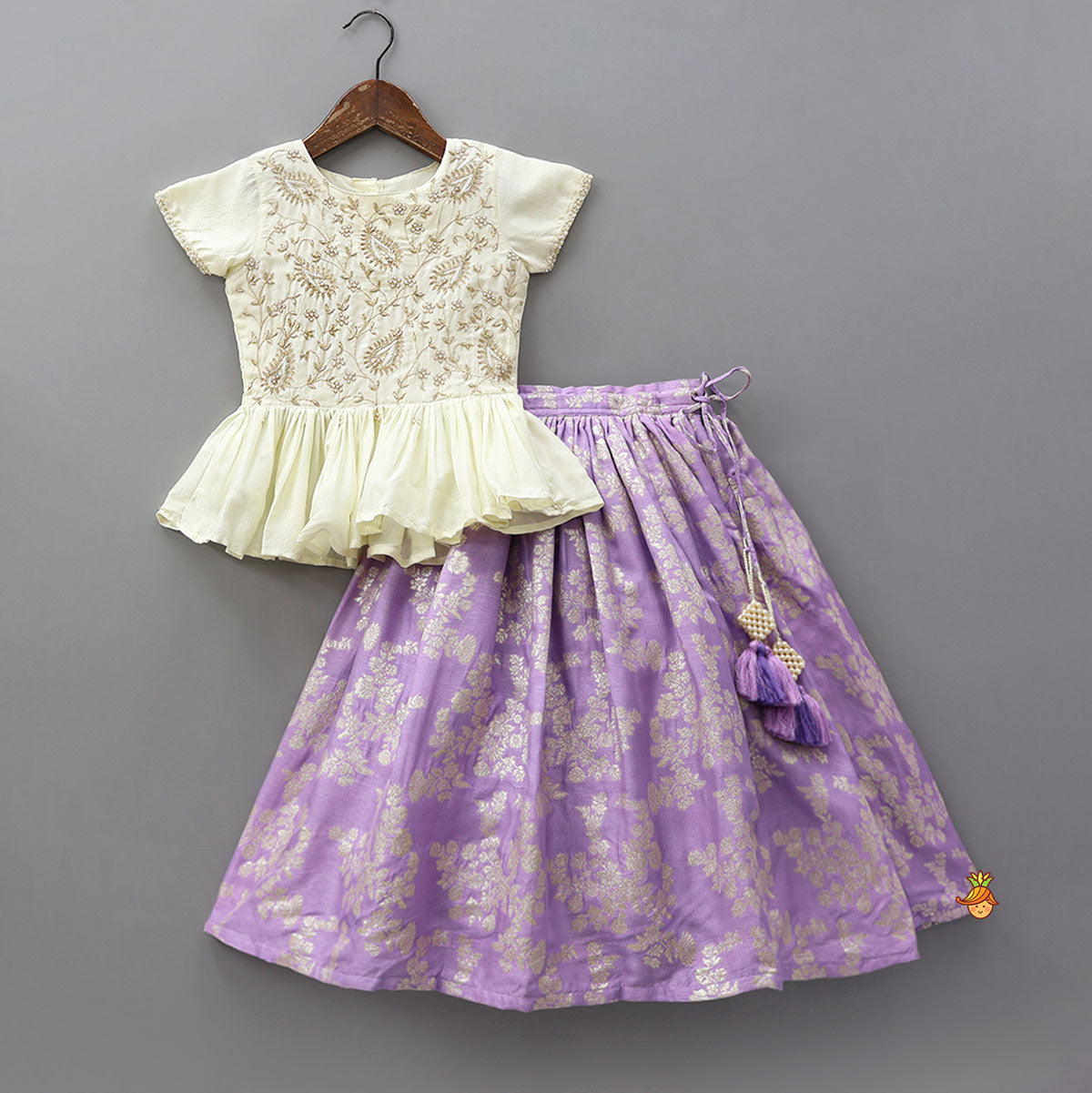 Front-Slit Top And Lehenga With Matching Dupatta