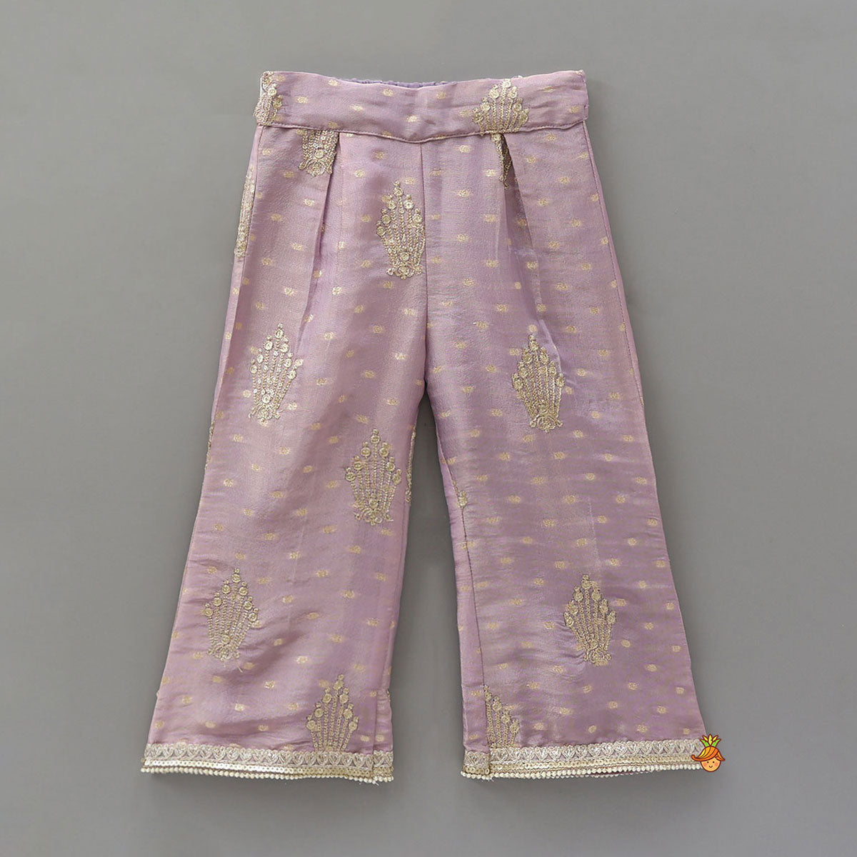 Contrasting Yoke Front Slit Kurti With Pant And Dupatta