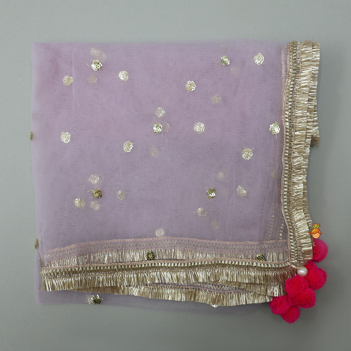 Contrasting Yoke Front Slit Kurti With Pant And Dupatta