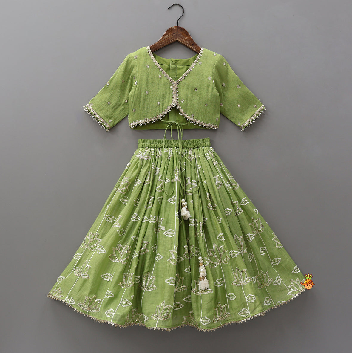 Stylish Top With Sequined Lehenga And Matching Dupatta