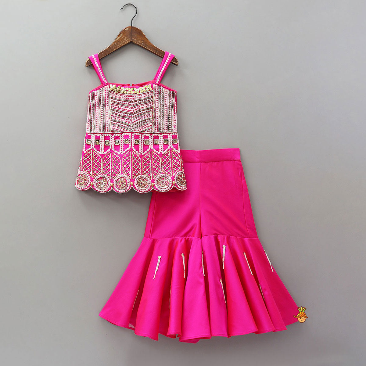 Exquisite Kurti With Flared Sharara And Dupatta