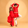 Pleated Armhole Kurti And Sharara With Matching Dupatta twinning model image 1