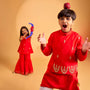 Pleated Armhole Kurti And Sharara With Matching Dupatta twinning model image 4