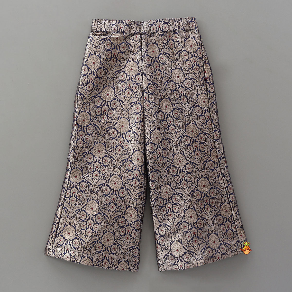 Charming Brocade Notch Collar Top And Pant