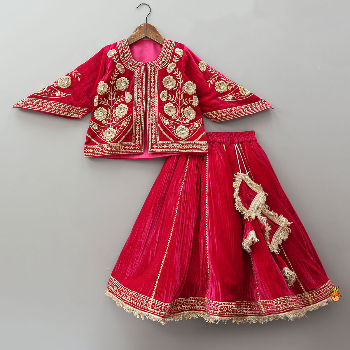 Stylish Flared Sleeves Top And Lehenga