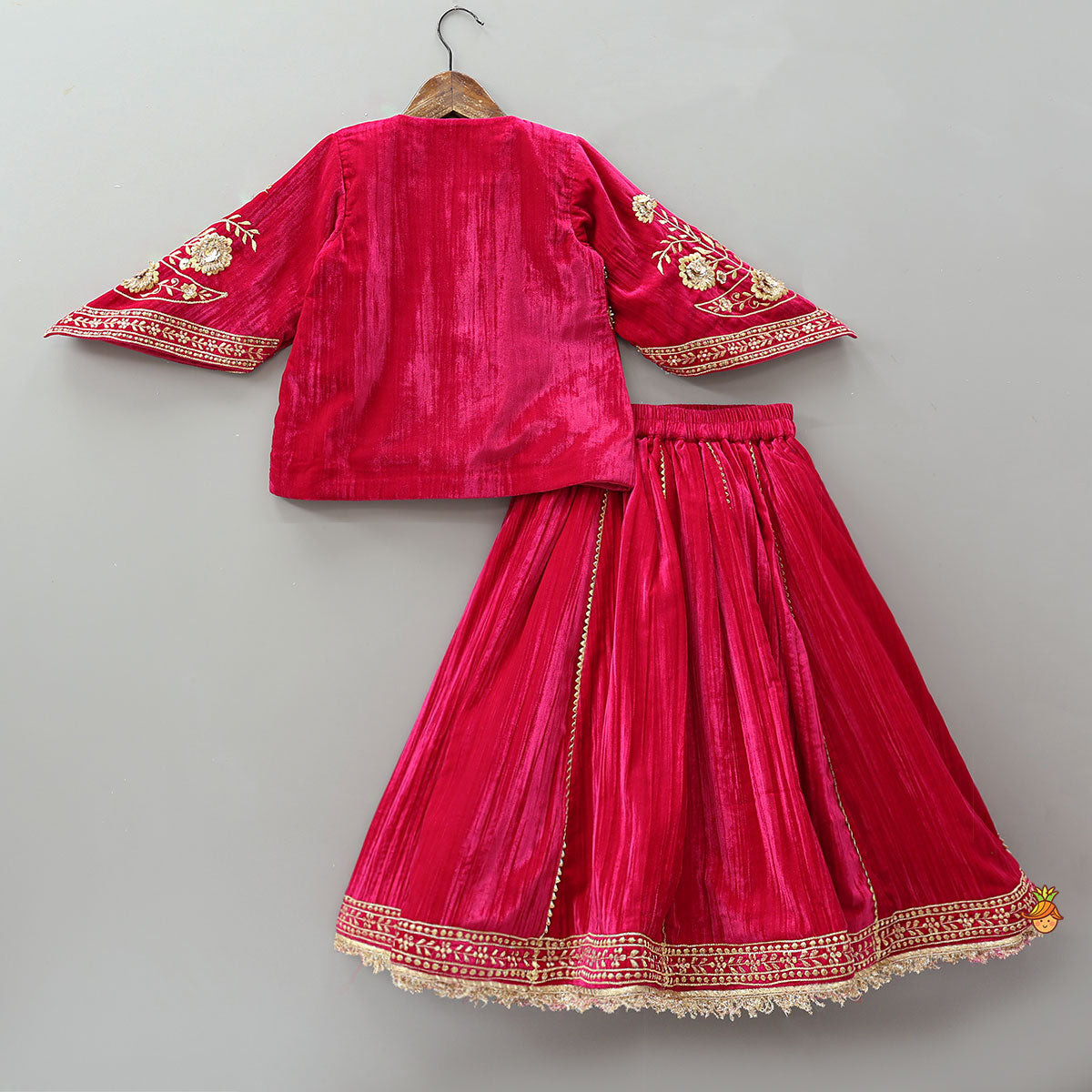 Stylish Flared Sleeves Top And Lehenga