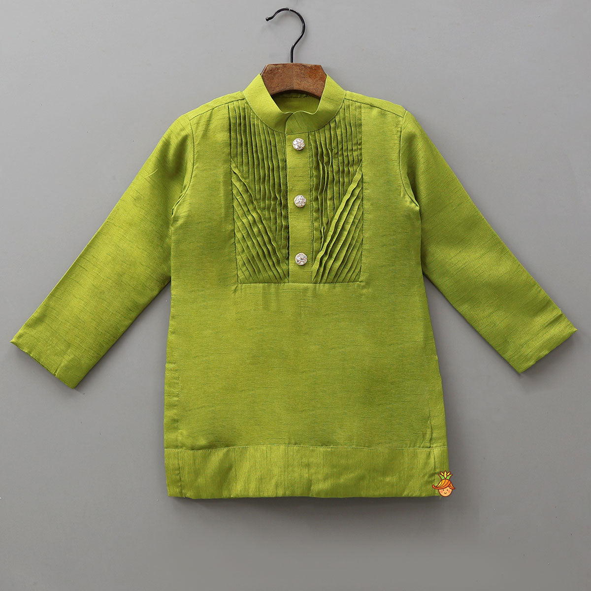 Pin-Tuck Kurta With Open Jacket And Pyjama