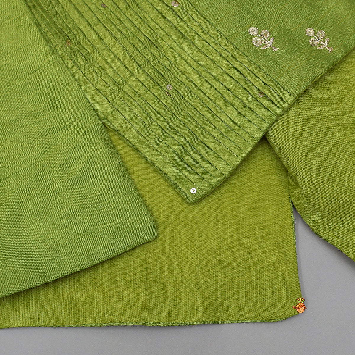 Pin-Tuck Kurta With Open Jacket And Pyjama