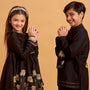 Floral Embroidered Kurti And Sharara With Matching Dupatta twinning model image 4