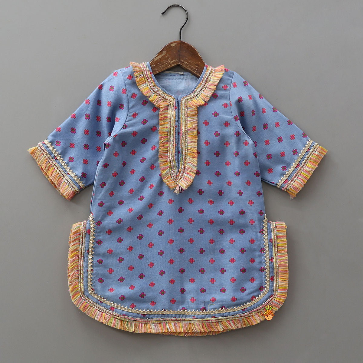 Fringed Printed Kurti And Pant