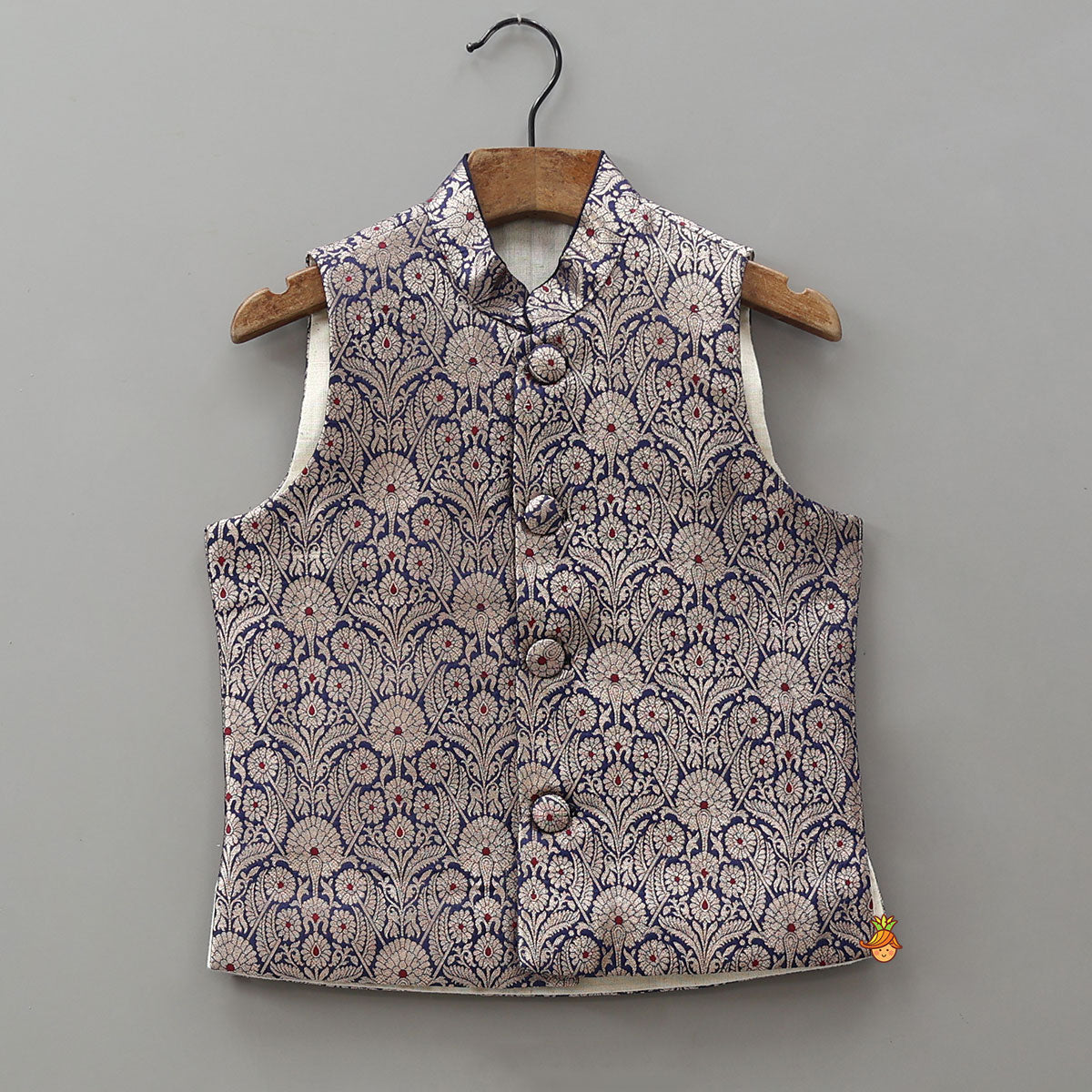 Ethnic Kurta With Brocade Jacket And Pyjama