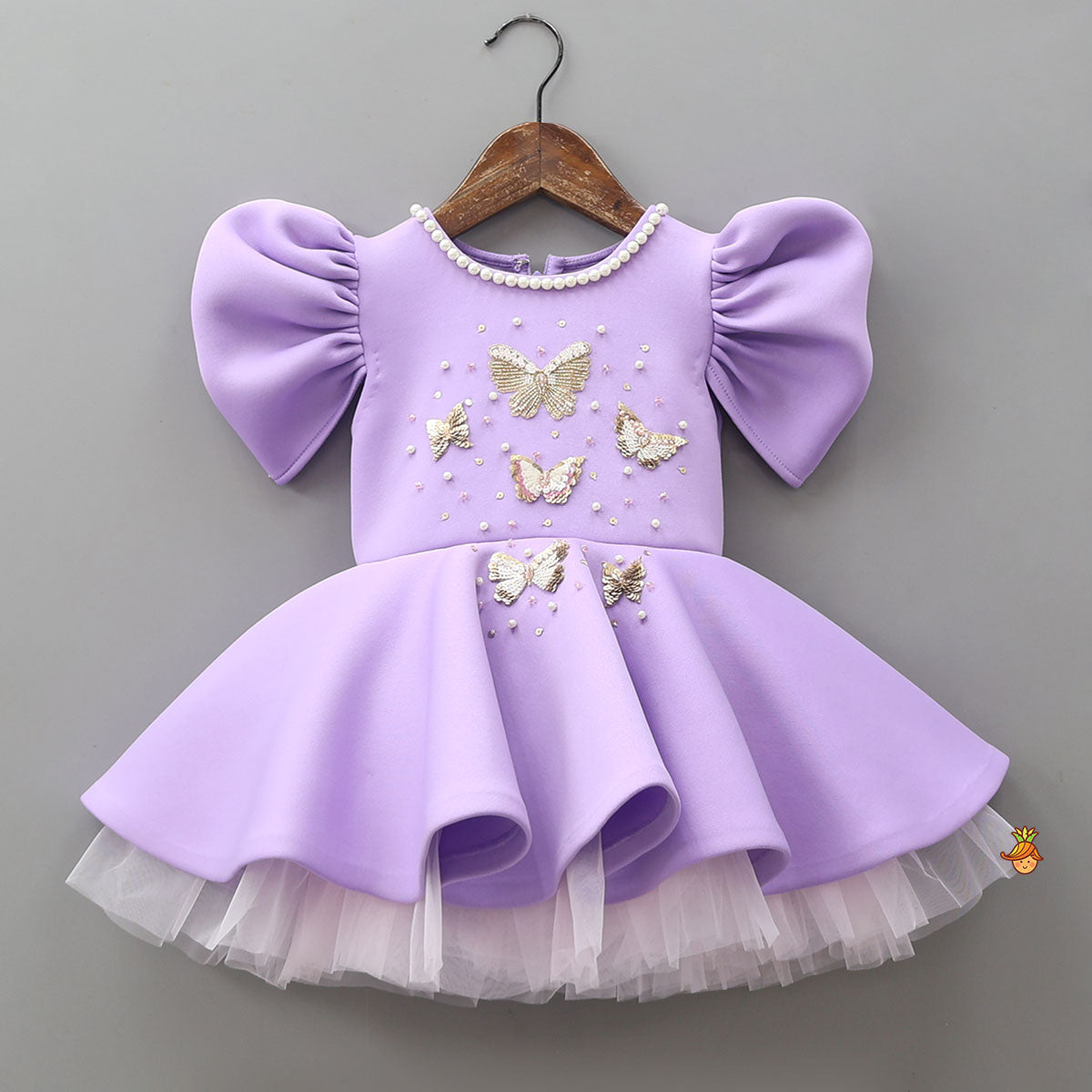 Butterfly Embroidered Dress With Headband