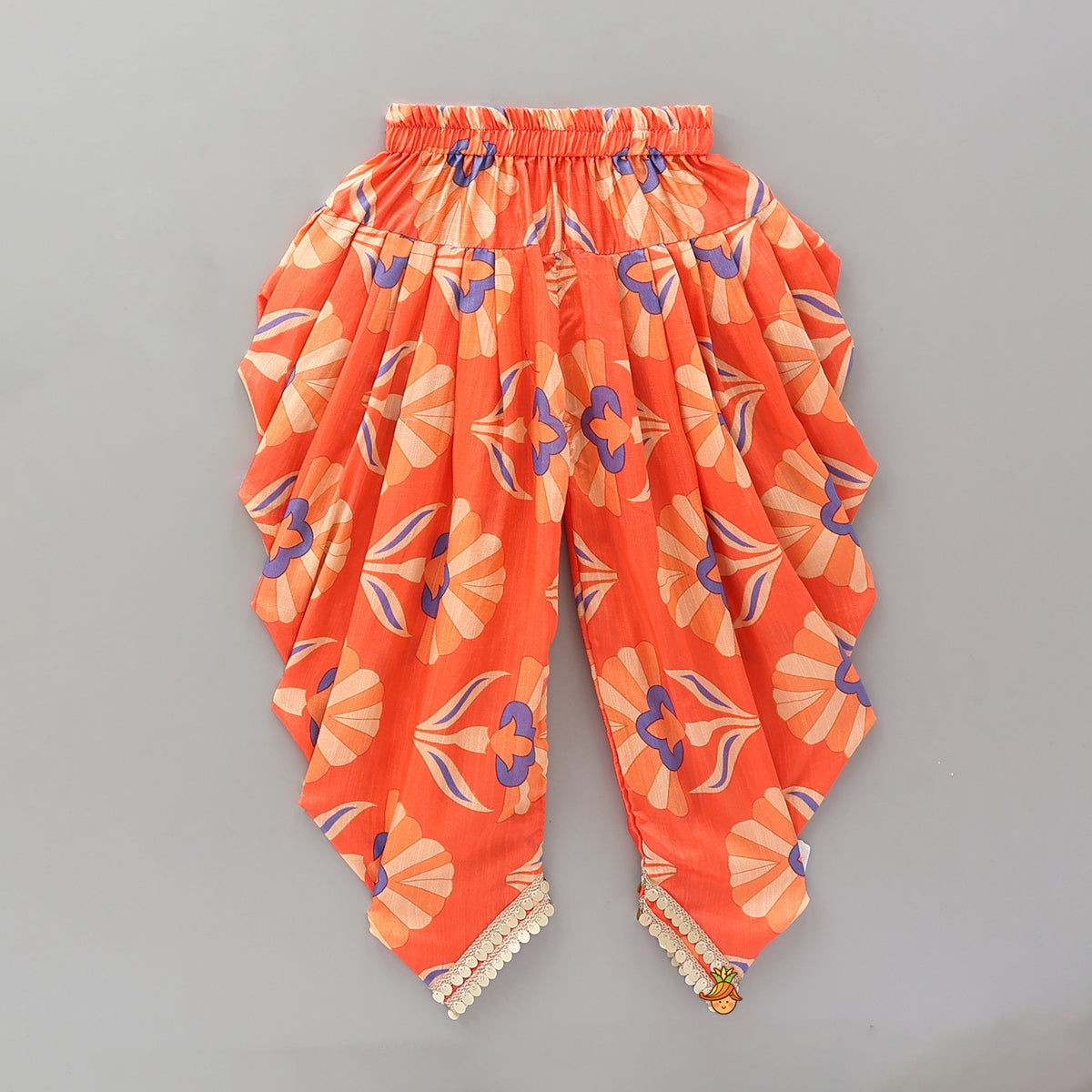 Sleeveless Printed Lace Adorned Kurti With Matching Dhoti