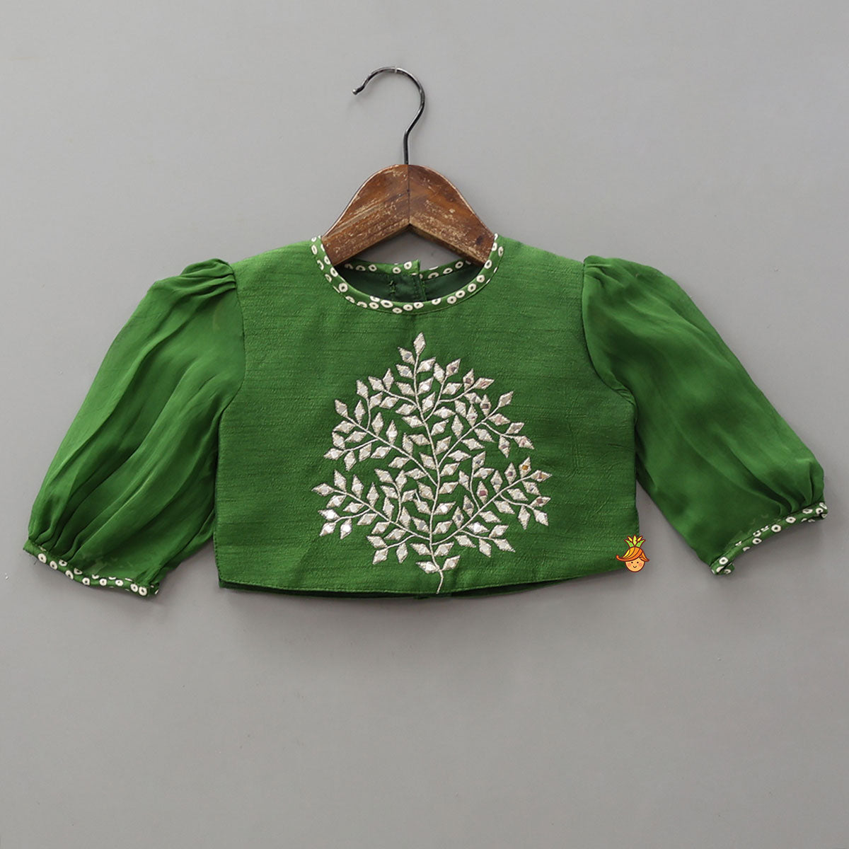 Faux Mirror Work Top And Bandhani Printed Lehenga