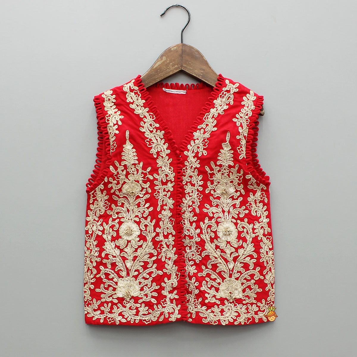 Red Embroidered Top And Palazzo
