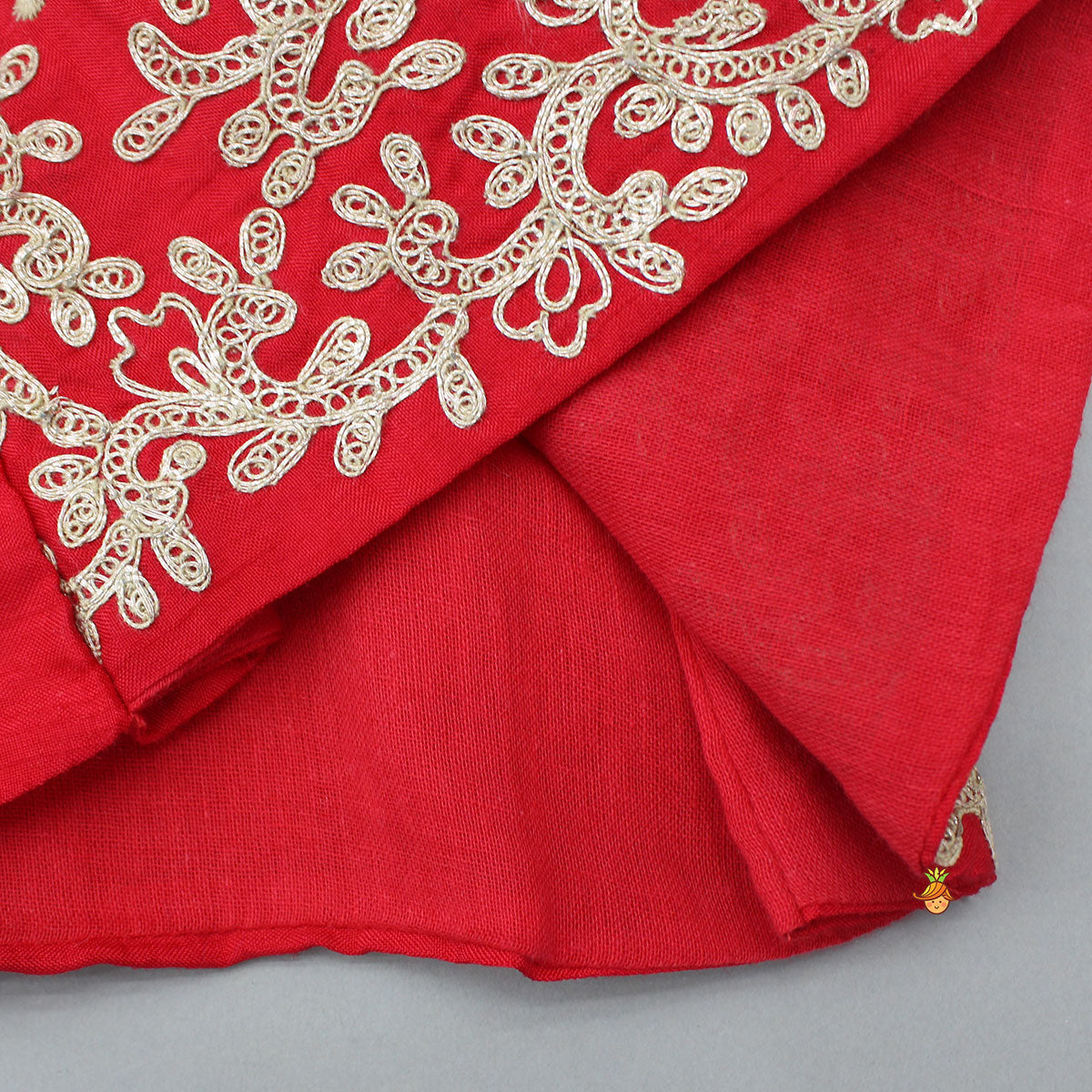 Red Embroidered Top And Palazzo