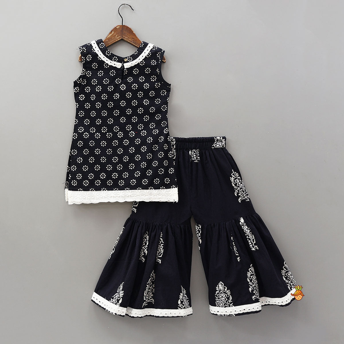 Round Neck Cotton Kurti With Matching Sharara