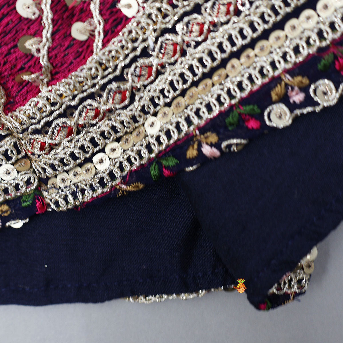 Heavily Embroidered Front-Open Top With Matching Lehenga