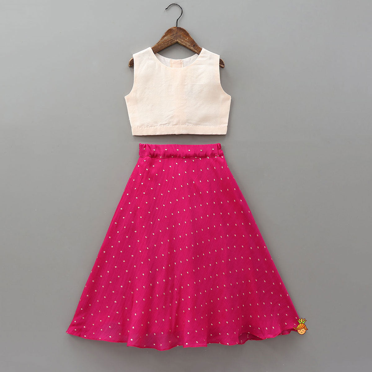 Sleeveless Top With Embroidered Jacket And Booti Work Lehenga