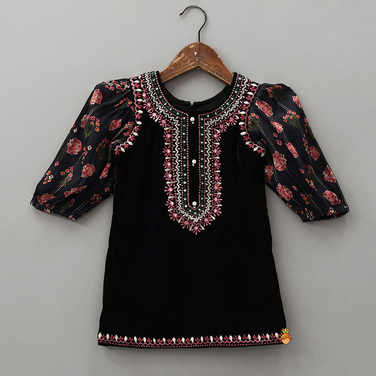 Velvet Kurti With Printed Pant