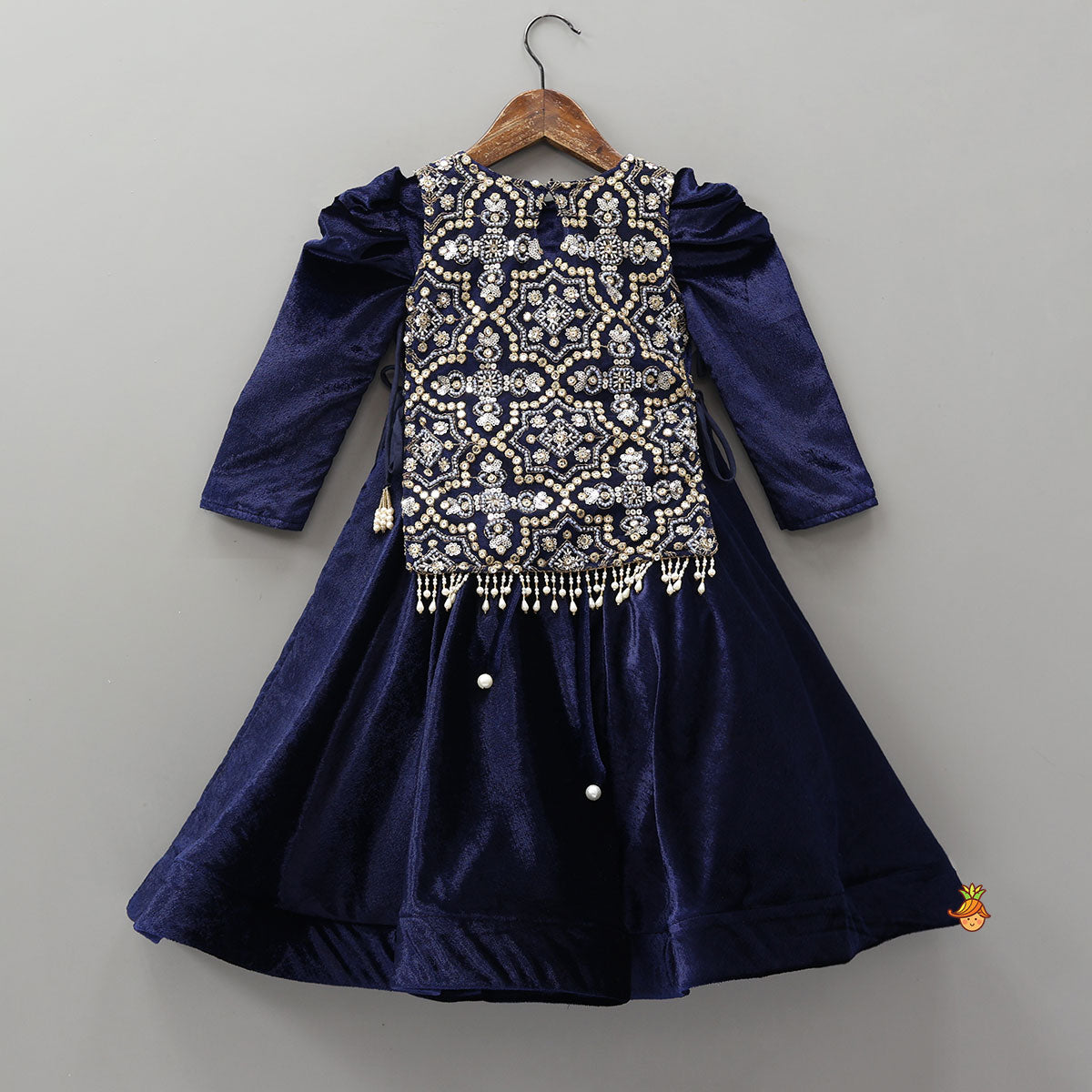 Gorgeous Flared Velvet Anarkali With Embroidered Jacket Style Cape