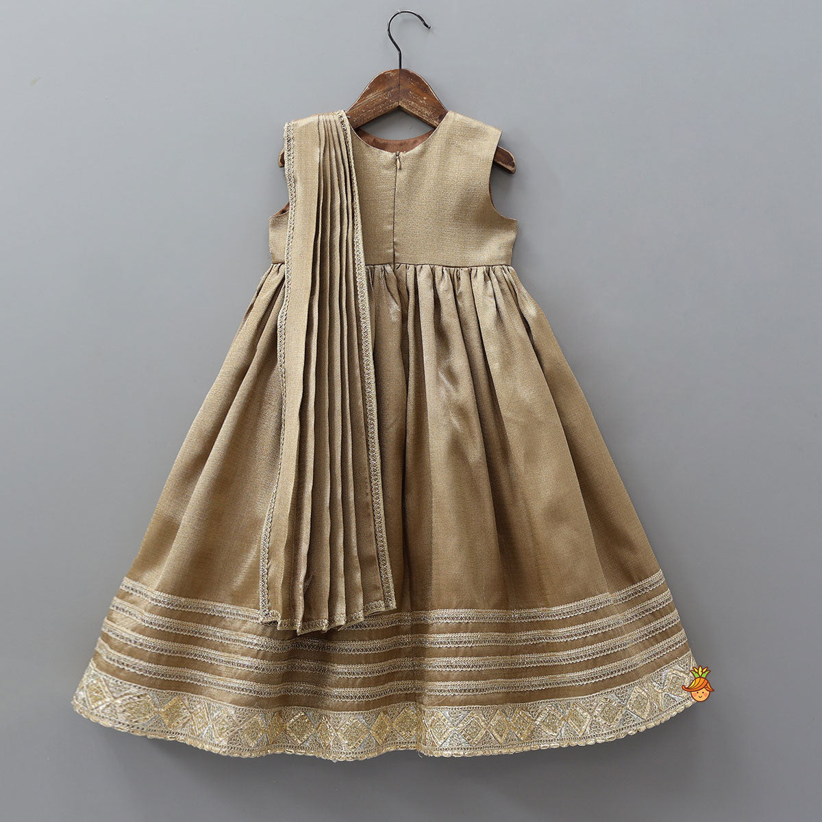 Stunning Pleated Cape Anarkali With Jacket And Matching Hairband