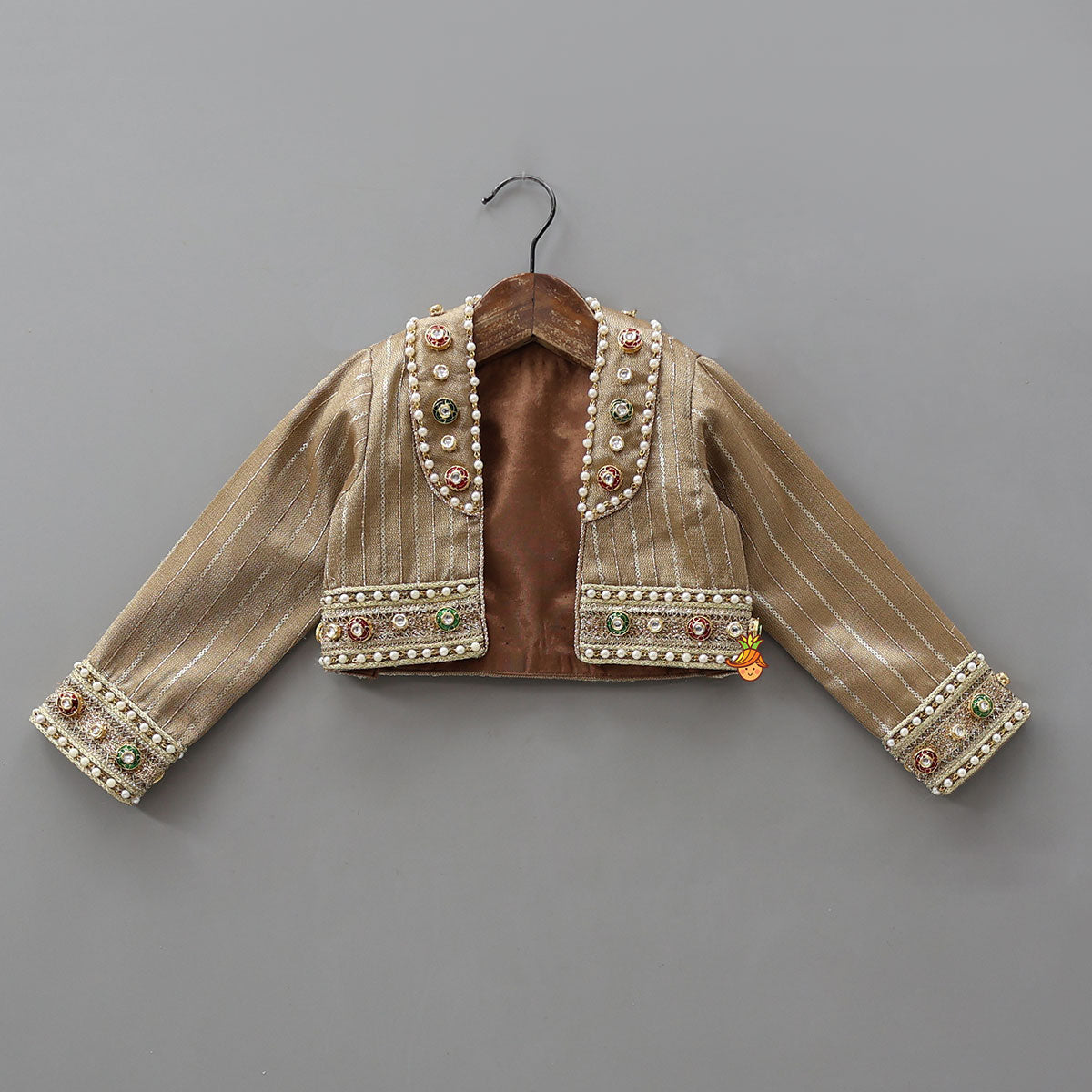 Stunning Pleated Cape Anarkali With Jacket And Matching Hairband