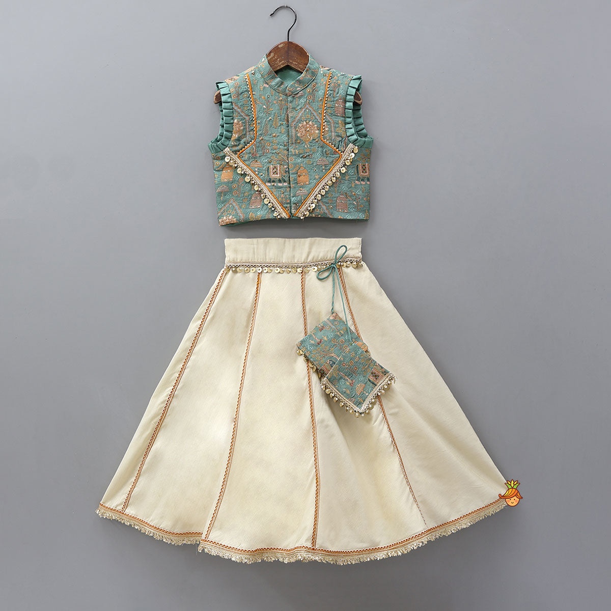 Front-Open Brocade Top And Lehenga