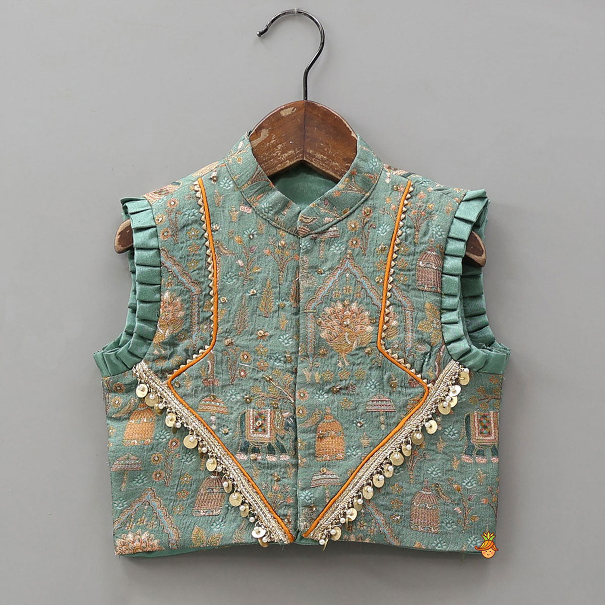 Front-Open Brocade Top And Lehenga