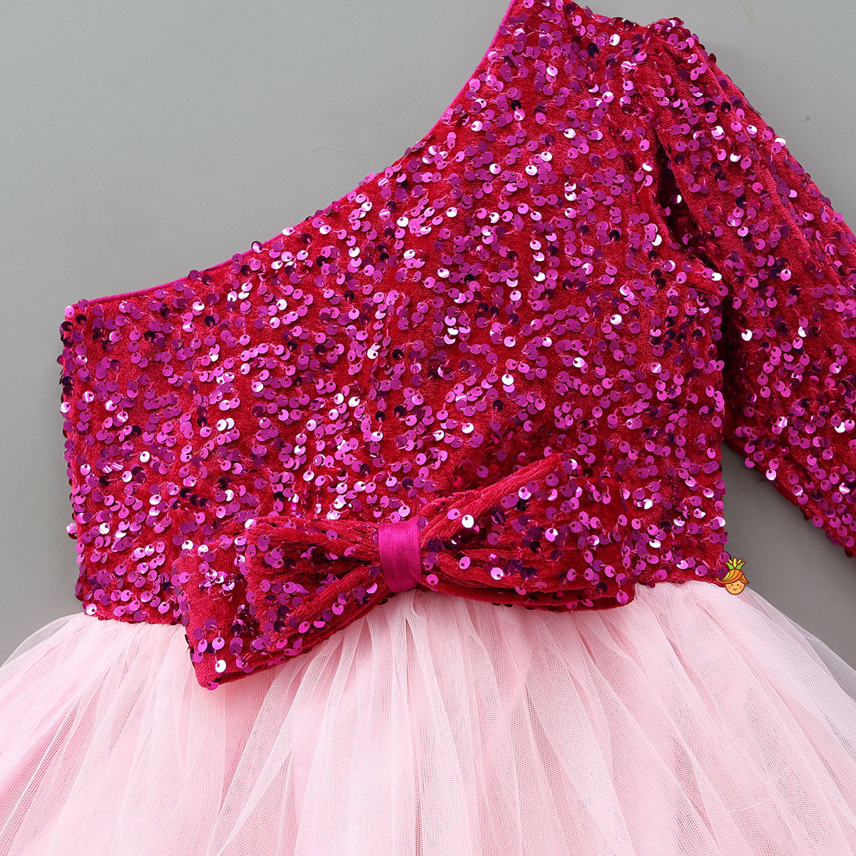 One Shoulder Sequined Net Dress