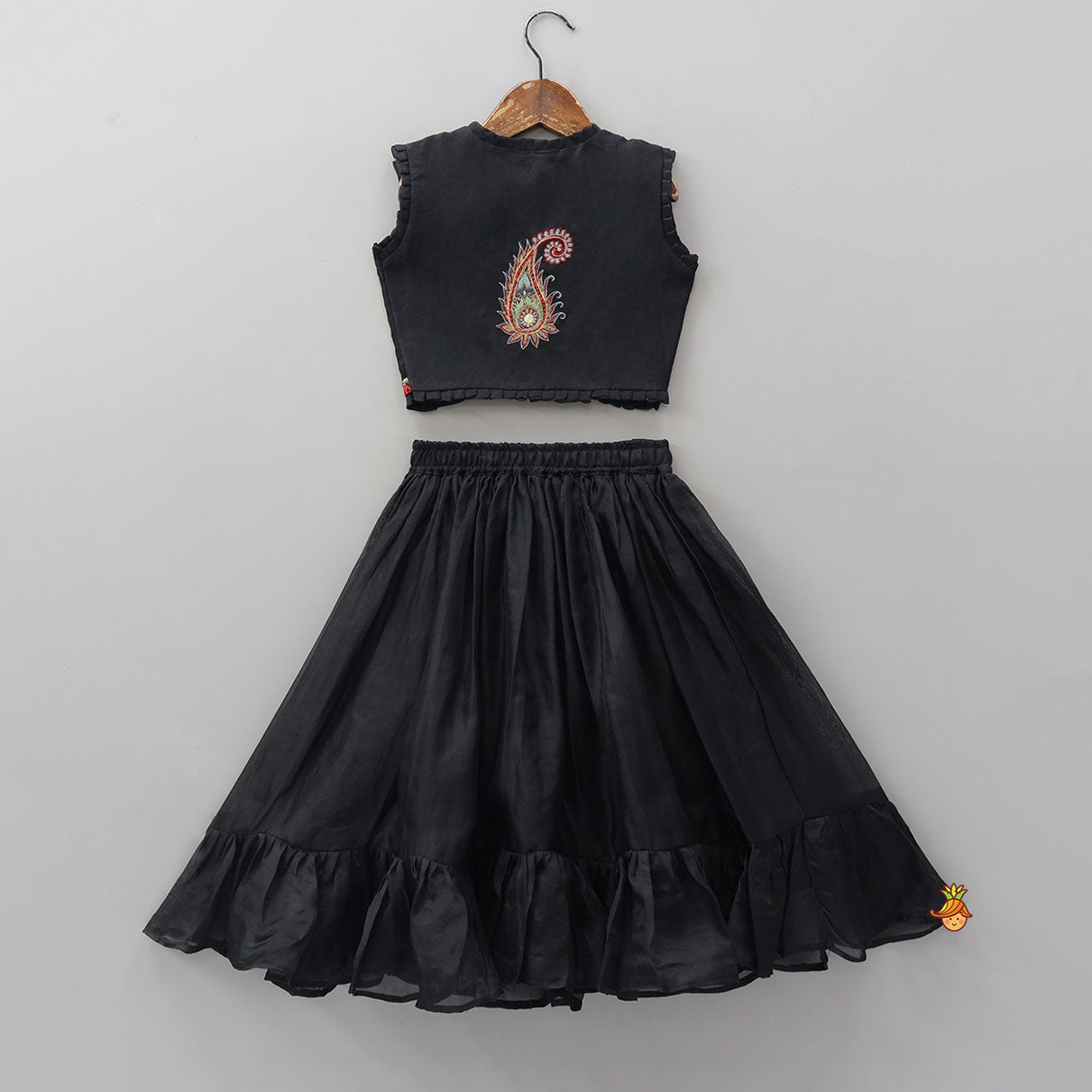 Pleats Enhanced Top And Ruffle Hem Lehenga