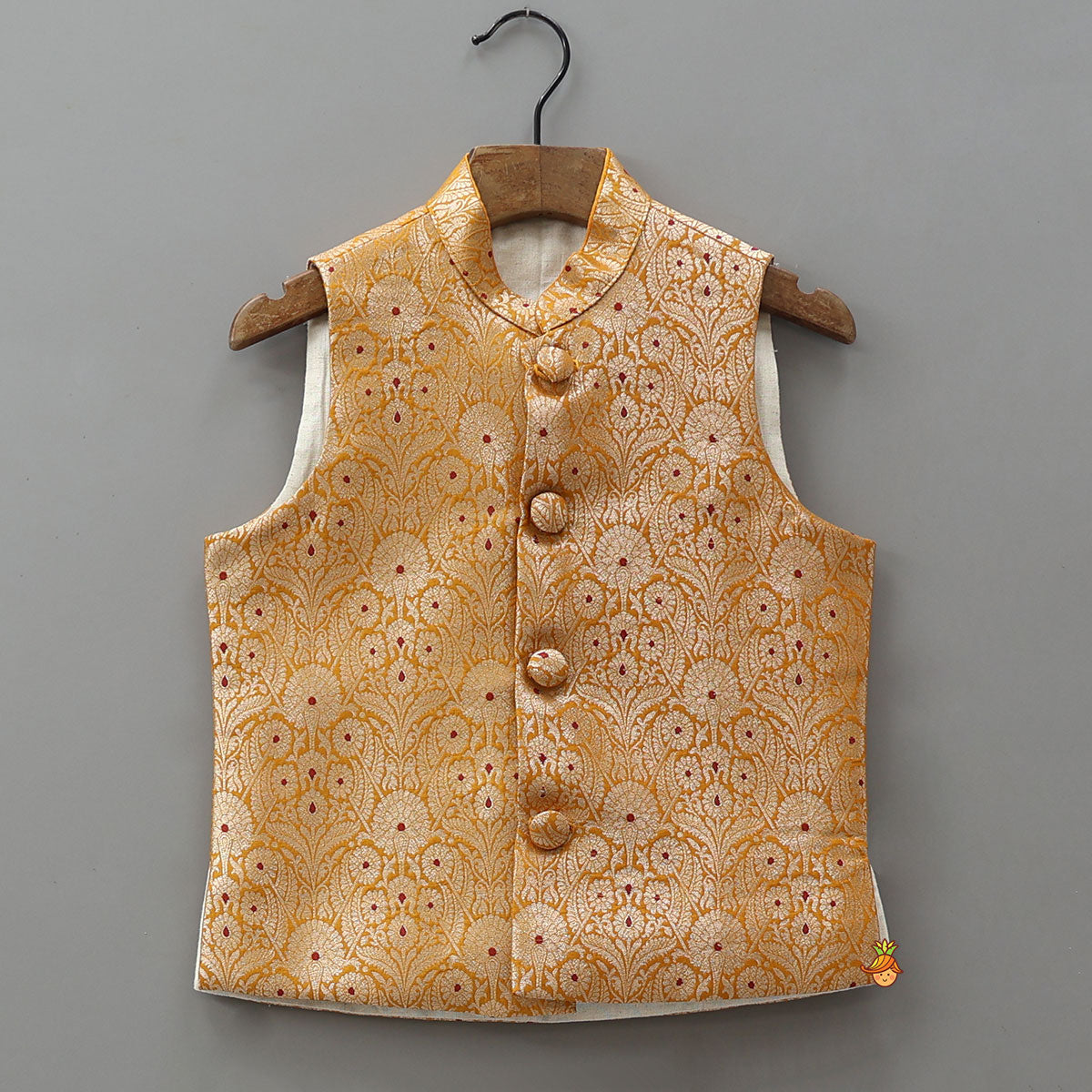 Elegant Kurta With Brocade Jacket And Pyjama