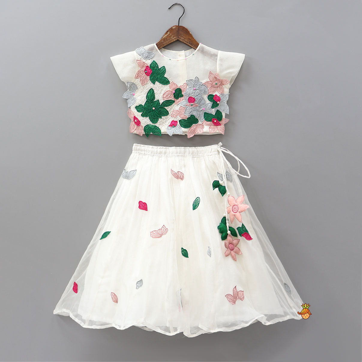 Floral Applique Top And Lehenga