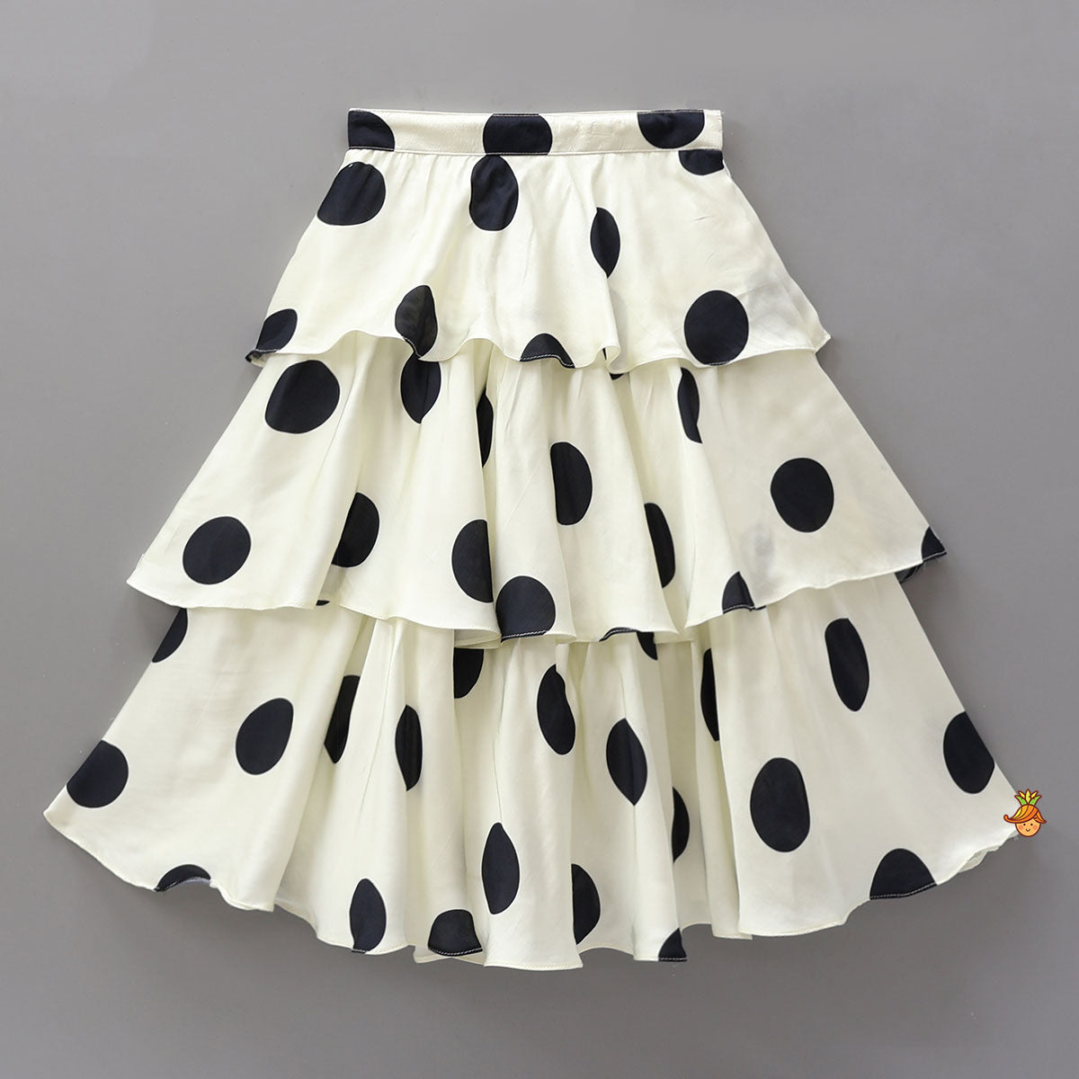 Stunning Halter Neck Polka Dot Printed Top With Matching Layered Skirt