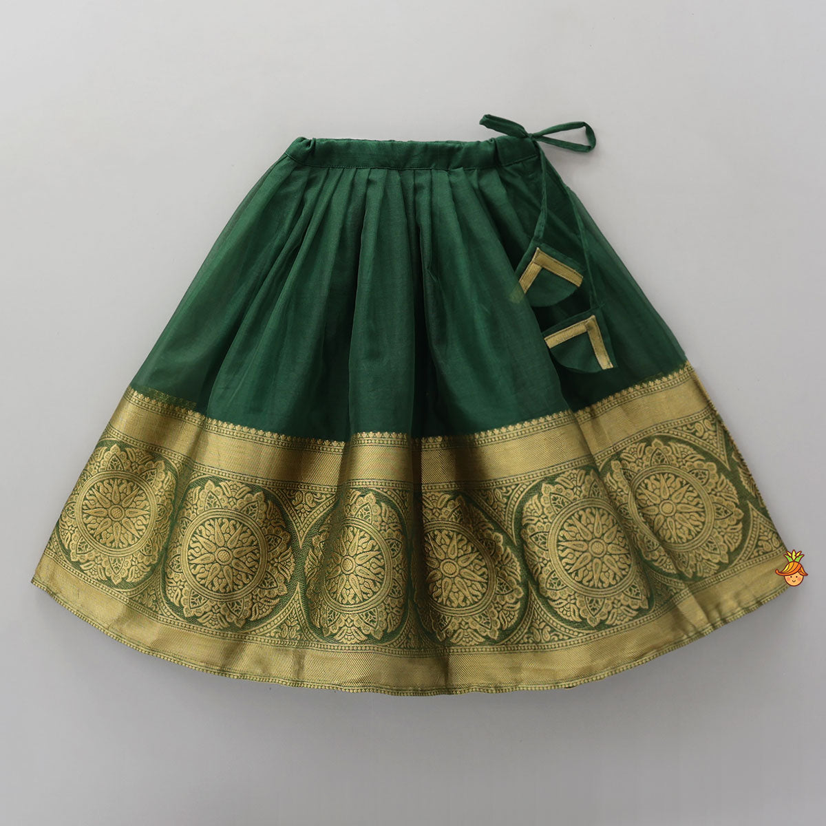 Floral Embroidered Scalloped Hem Top And Pleated Lehenga