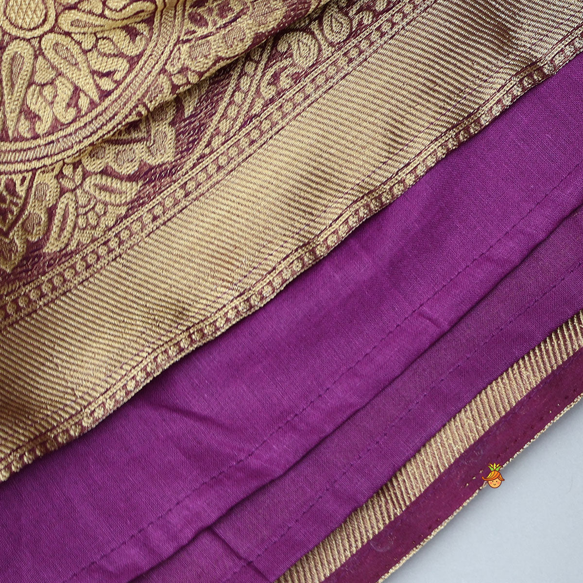 Floral-Embroidered Scalloped Hem Top And Pleated Lehenga