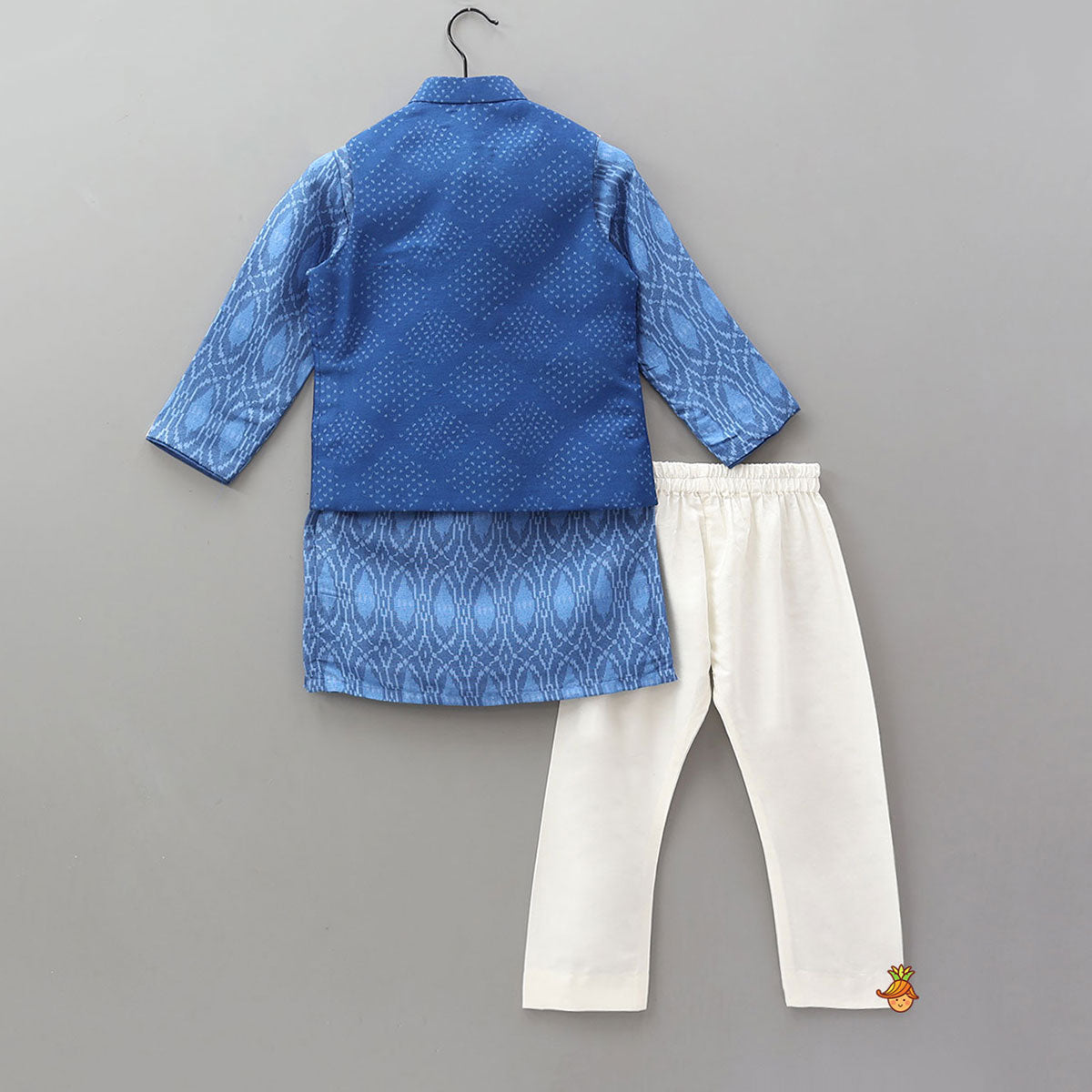 Elegant Printed Kurta With Jacket And Pyjama