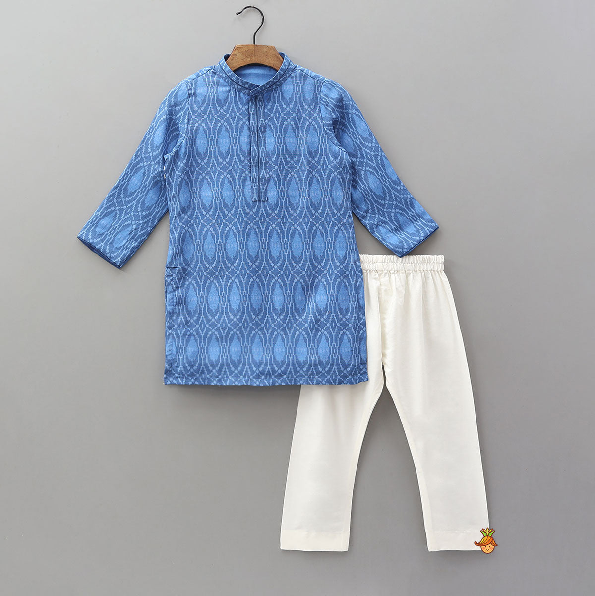 Elegant Printed Kurta With Jacket And Pyjama