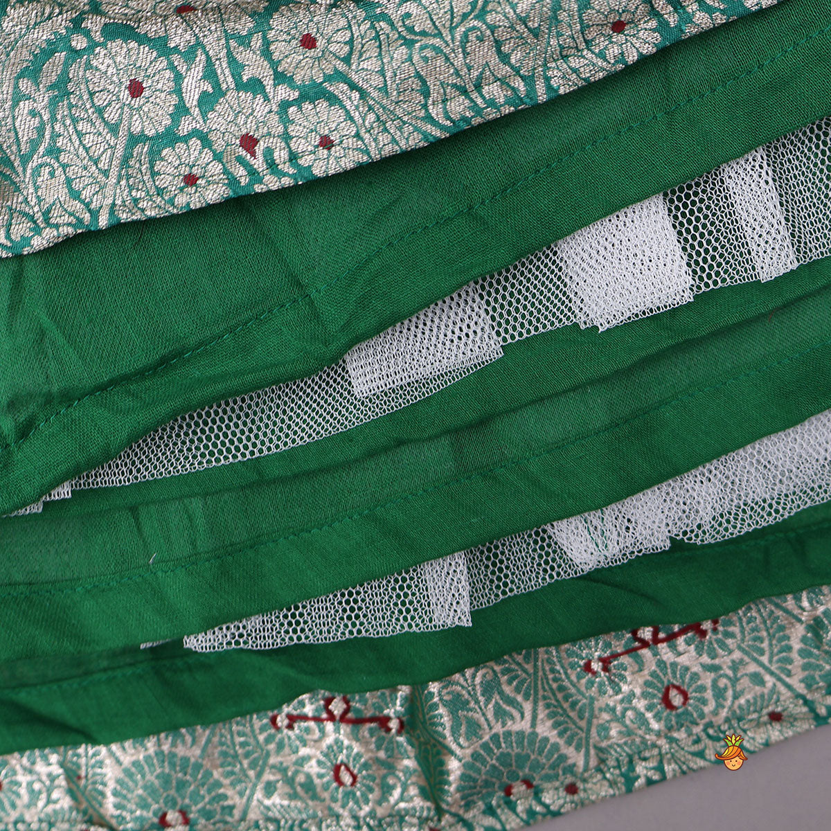 Scalloped Design Top And Brocade Lehenga