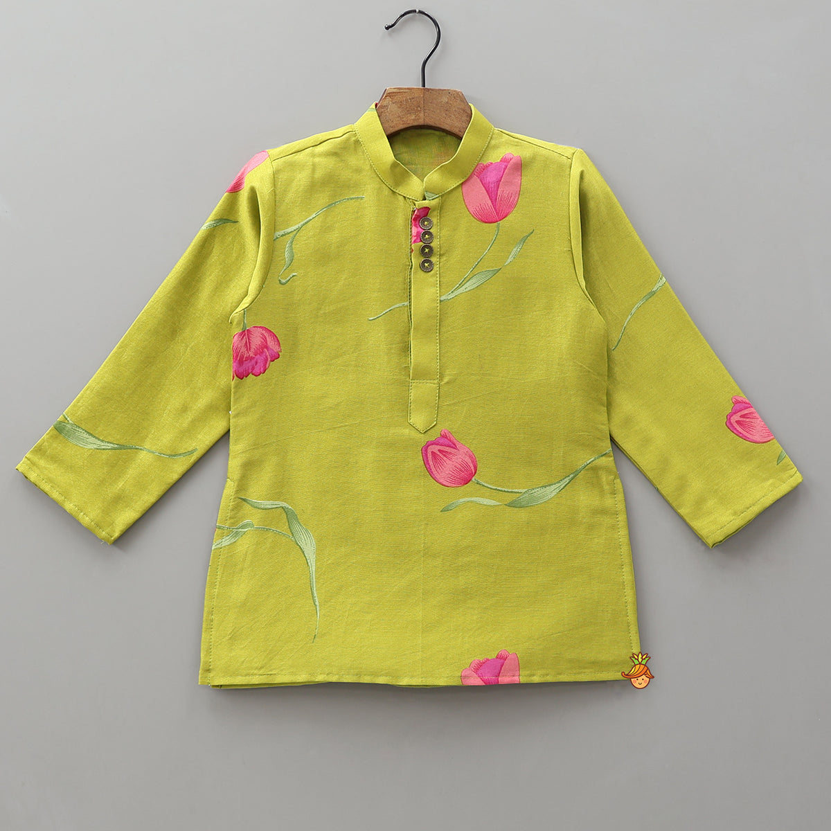 Mandarin-Collar Ethnic Kurta With Printed Jacket And Pyjama
