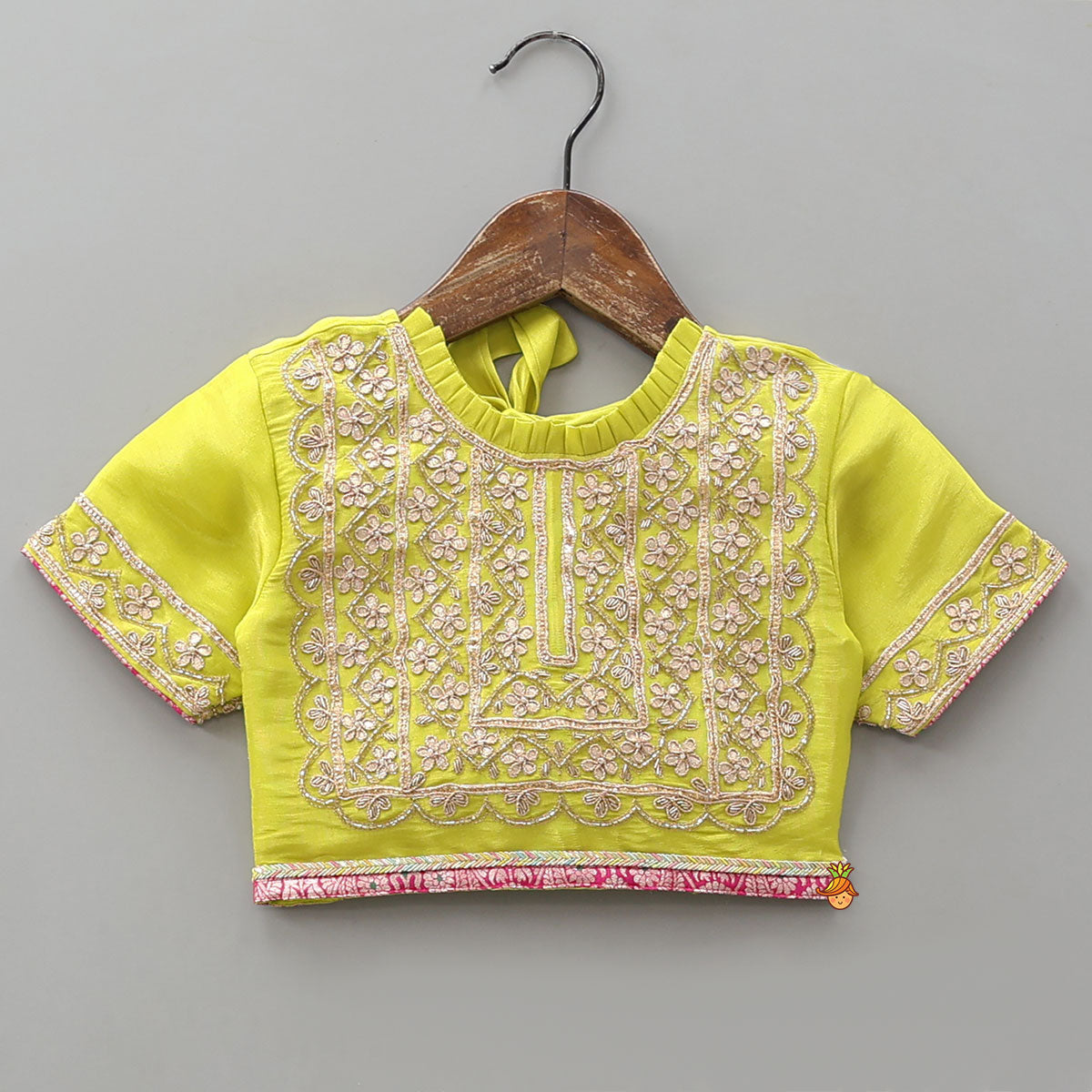 Embroidered Top And Brocade Palazzo