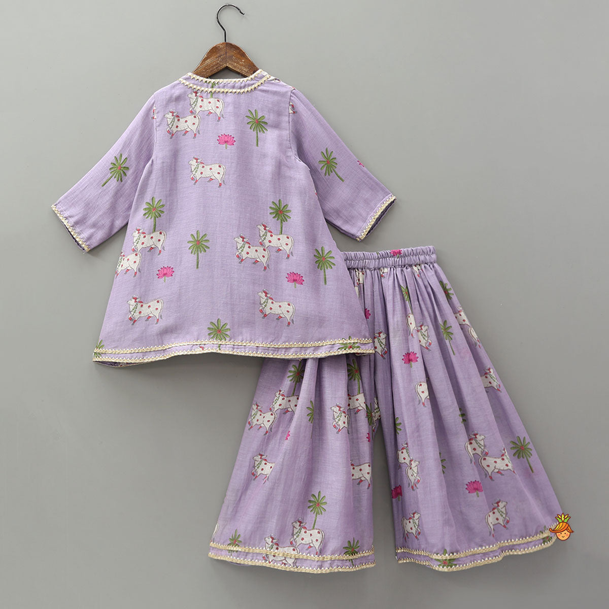 Angarkha Style Printed Ethnic Kurti And Palazzo